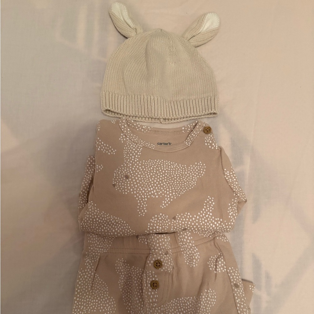Carter's Cream Baby Set with Bunny Print